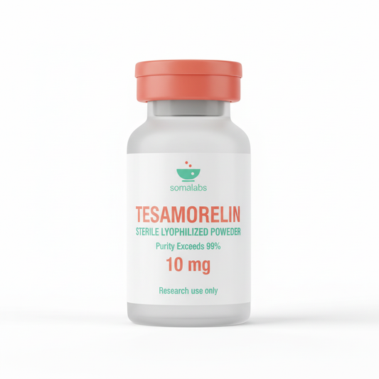 TESAMORELIN vial with Soma Labs branding